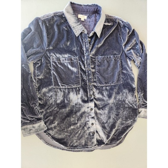 NWT Anthropologie Pilcro The Hadley Relaxed Velvet Buttondown Shirt Sz SP Petite - Picture 2 of 13